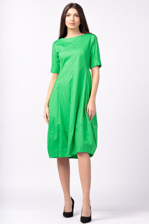 Rochii - Rochie verde, lalea, cambrata, cu fermoar, din poplin de bumbac