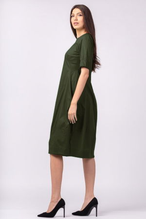 Rochie kaki, lalea, cambrata, cu fermoar, din poplin de bumbac [1]