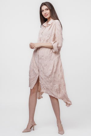 Rochie camasa creponata, in colturi, roz [1]