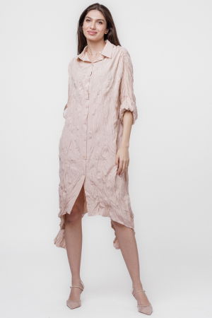 Rochie camasa creponata, in colturi, roz [2]