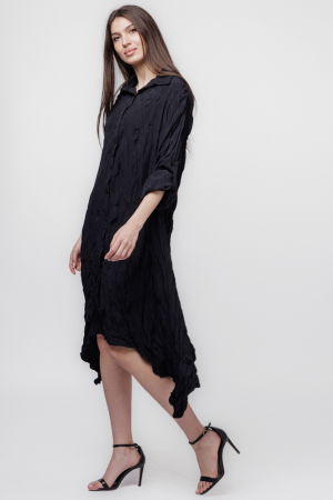 Rochie camasa creponata, in colturi, neagra [5]