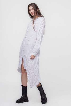 Rochie camasa creponata, in colturi, alba [1]