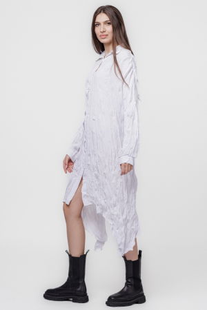 Rochie camasa creponata, in colturi, alba [2]