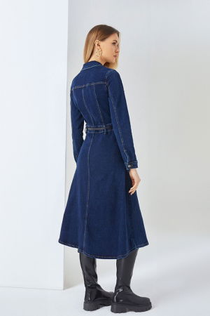 Rochie camasa din blug denim cu guler camasa si taietura in talie [2]