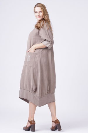 Rochie lalea din catifea reiata bej inchis [4]