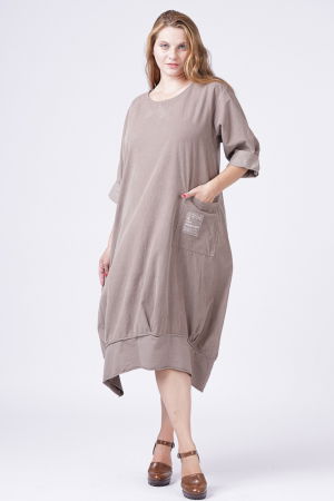 Rochie lalea din catifea reiata bej inchis [2]