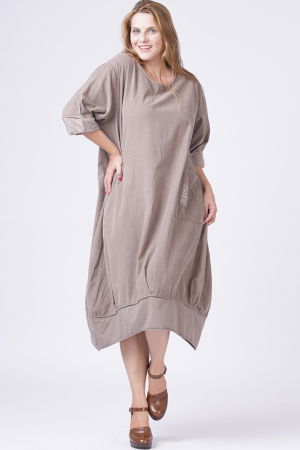 Rochie lalea din catifea reiata bej inchis [1]