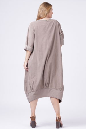 Rochie lalea din catifea reiata bej inchis [5]