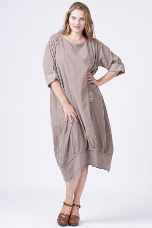 Rochii - Rochie lalea din catifea reiata bej inchis