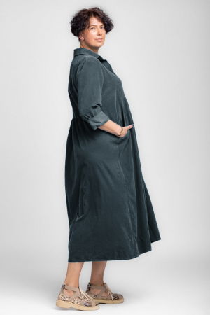 Rochie camasa gri din catifea reiata, taiata in talie [1]