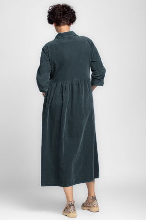 Rochie camasa gri din catifea reiata, taiata in talie [2]