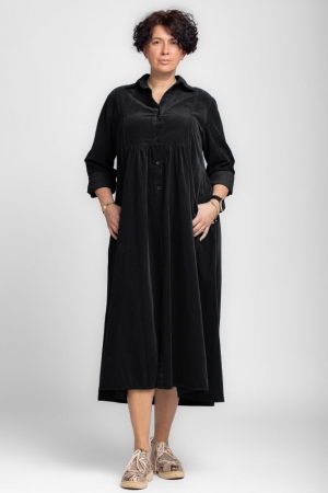 Rochii Tricotate & Sezon Rece - Rochie camasa din catifea reiata, taiata in talie