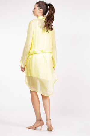 Rochie camasa din matase si vascoza galben pai, cu dublura [3]