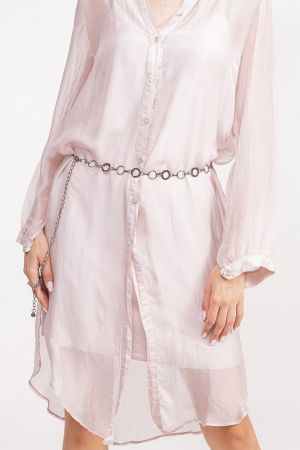 Rochie camasa din matase si vascoza roz prafuit, cu dublura [4]