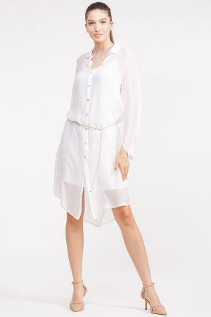 Rochie camasa din matase si vascoza alba, cu dublura [1]