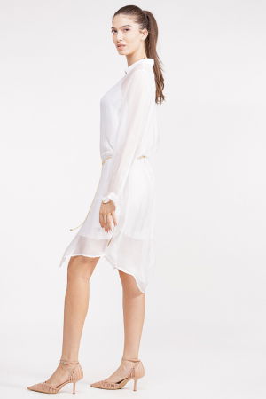 Rochie camasa din matase si vascoza alba, cu dublura [2]