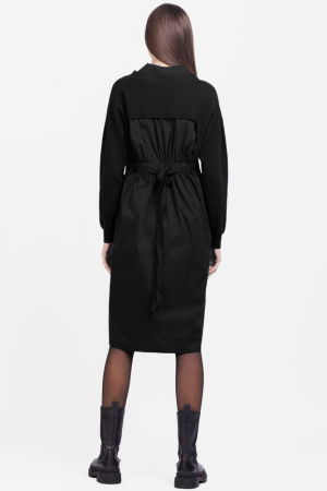 Rochie camasa din poplin de bumbac cu pulover angora, neagra [2]