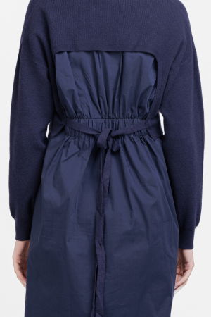 Rochie camasa din poplin de bumbac cu pulover angora, neagra [3]