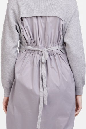 Rochie camasa din poplin de bumbac cu pulover angora, gri [3]