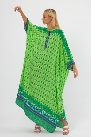 Rochie verde oversize, cu imprimeu geometric, cu romburi [4]