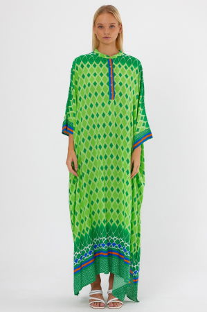 Rochie verde oversize, cu imprimeu geometric, cu romburi [3]