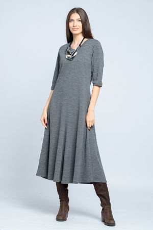 Rochii Tricotate & Sezon Rece - Rochie cambrata din lana, gri deschis