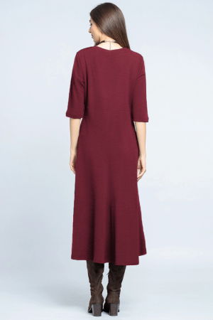 Rochie cambrata din tricot de vascoza, bordo [2]