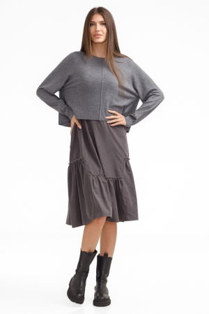 Rochie catifelata suprapusa, cu puloveras petrecut la spate, gri [1]