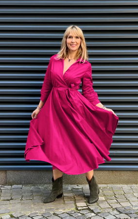Rochii din Bumbac - Rochie clos, petrecuta, din poplin de bumbac, fucsia