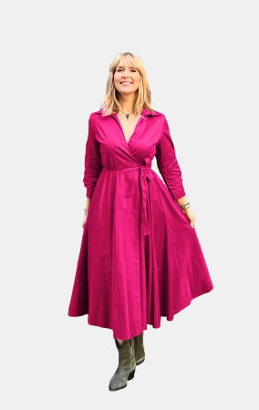 Rochii din Bumbac - Rochie clos, petrecuta, din poplin de bumbac, fucsia