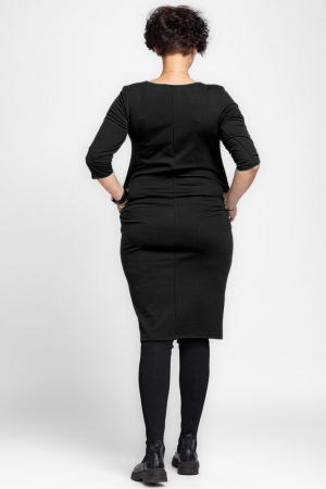 Rochie creion " Zara " neagra din jerseu punto milano de vascoza [2]