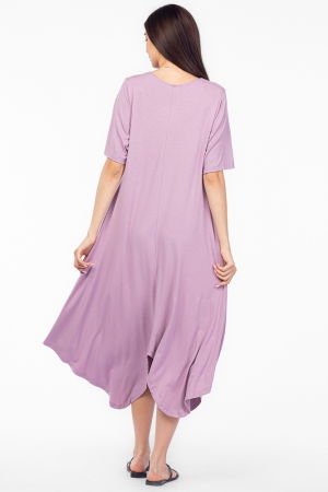 Rochie cu colturi rotunjite, din tricot de vascoza, lila [2]
