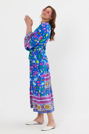 Rochie cu imprimeu marin pe fond albastru, din vascoza [6]