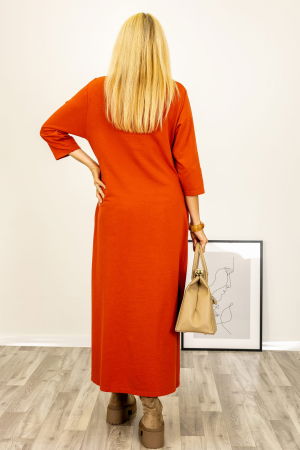 Rochie cu nod intr-o parte, din jerseu de bumbac rosie [1]