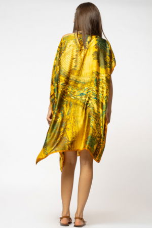 Rochie de plaja tip poncho din matase cu imprimeu inspirat din pictura moderna [2]