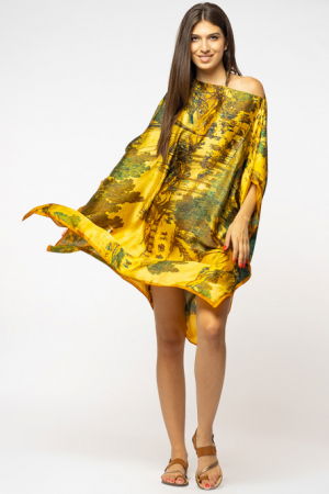 Rochie de plaja tip poncho din matase cu imprimeu inspirat din pictura moderna [1]