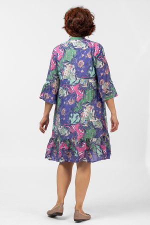 Rochie de vara midi cu imprimeu floral pe fond lavanda [2]