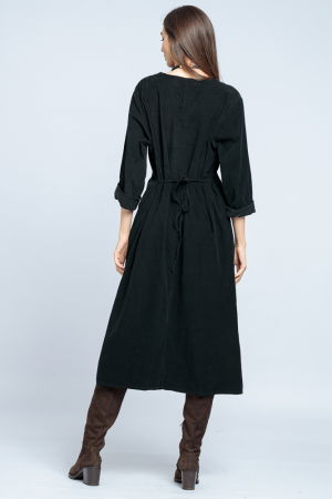 Rochie din catifea reiata neagra, cu elastic sub bust [4]