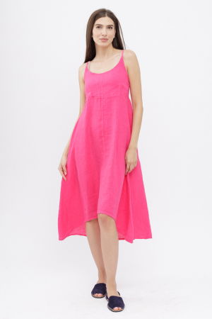 Rochii din In - Rochie din in, cu bretele reglabile si elastic la spate, fucsia