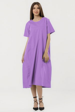 Rochii Elegante & Office - Rochie din poplin de bumbac, cu croi lejer si design minimalist, lila