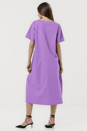 Rochie din poplin de bumbac, cu croi lejer si design minimalist, lila [2]