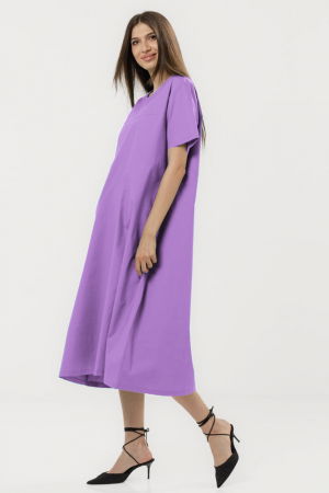Rochie din poplin de bumbac, cu croi lejer si design minimalist, lila [1]