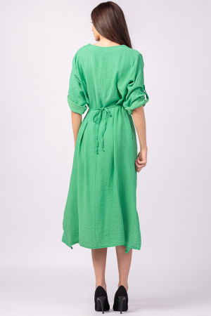 Rochie din vascoza verde, cu elastic sub bust si imprimeu [3]