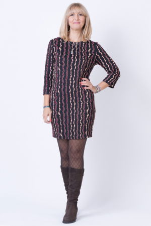 Rochie eleganta neagra cu bordo si bej si lurex auriu [1]