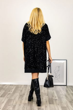 Rochie eleganta, neagra, midi, cu paiete negre [2]