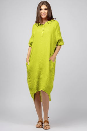 Rochie verde neon din in Stella Milani cu inel metalic pe spate [1]