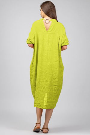 Rochie verde neon din in Stella Milani cu inel metalic pe spate [2]