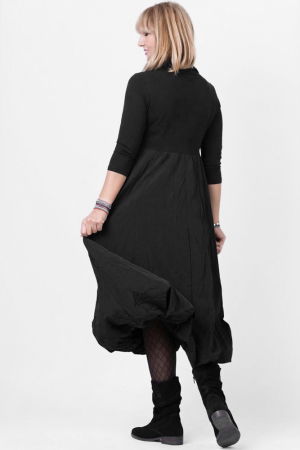 Rochie gogosar cu guler, din tafta si tricot negru, uni [2]