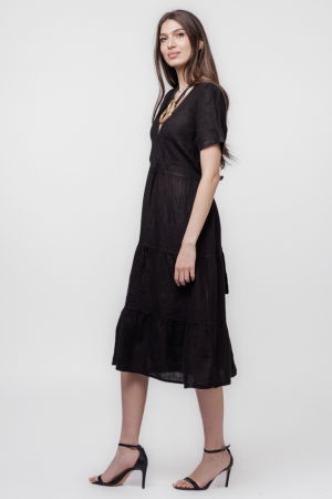 Rochie kaki petrecuta cu volan, din in [8]