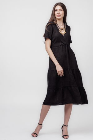 Rochie kaki petrecuta cu volan, din in [6]